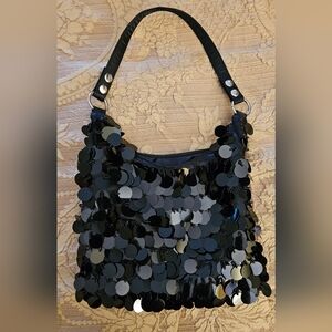Black Sequin Shoulder Bag with Single Strap